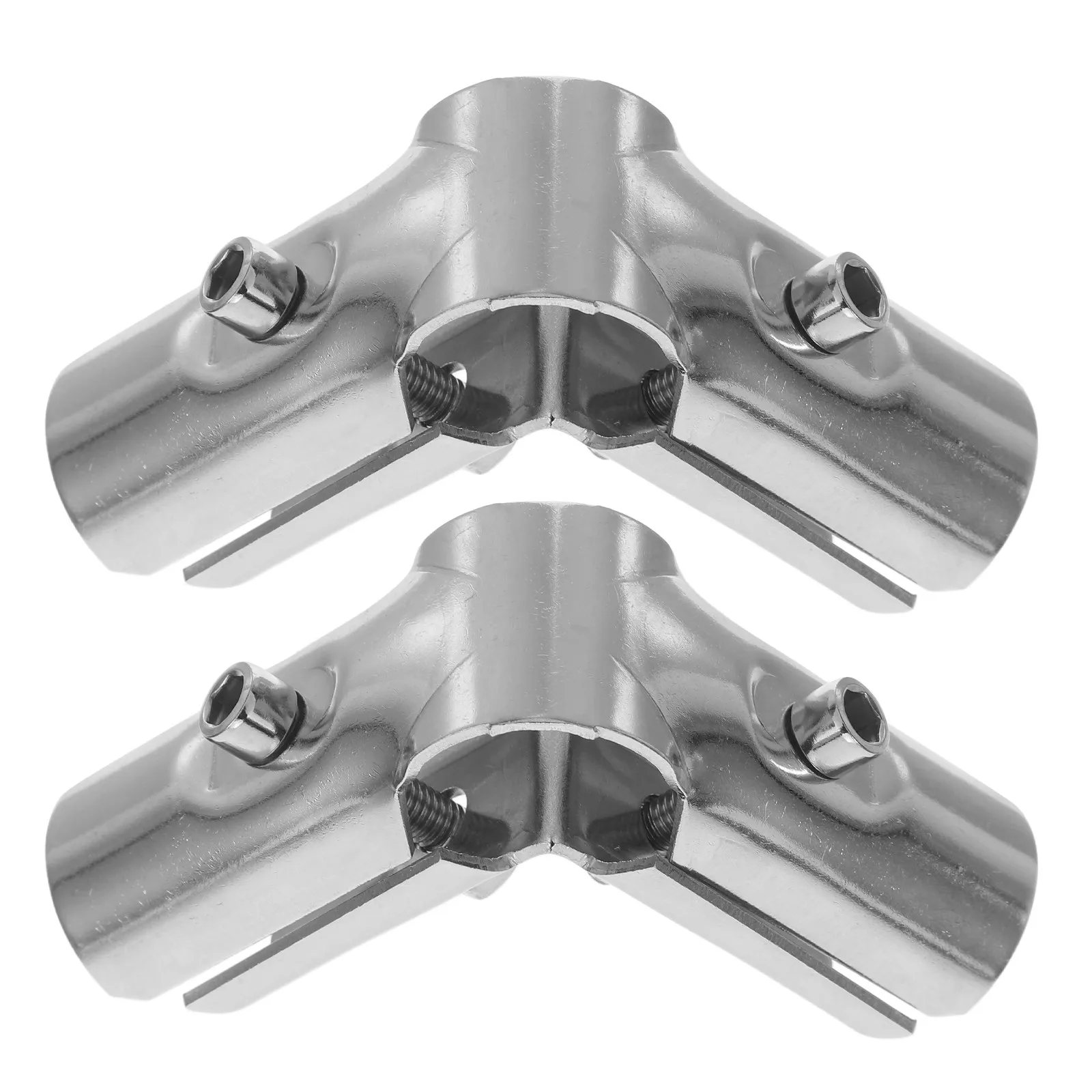 2Pcs Stainless Steel Pipe Connector Clamps Tube Support Fittings for Chain Link Fence Repair Greenhouse Structures Easy