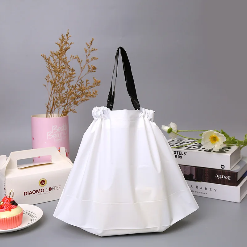 

Clothing store bag drawstring closed transparent packaging bag clothing shop handbag plastic takeaway packaging bag