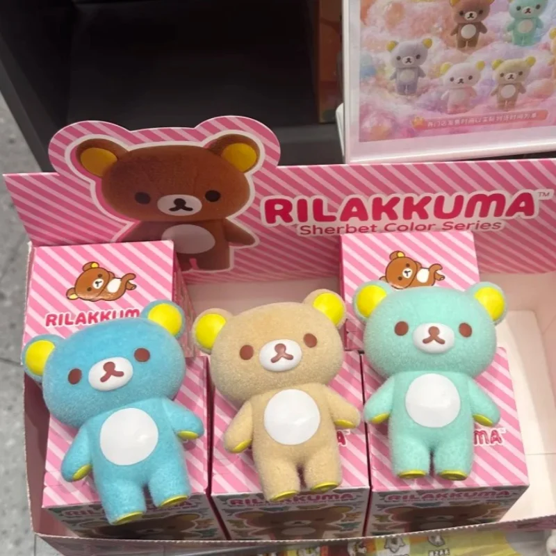 Rilakkuma Flocked Blind Box Figure Pink Sherbet Series Trendy