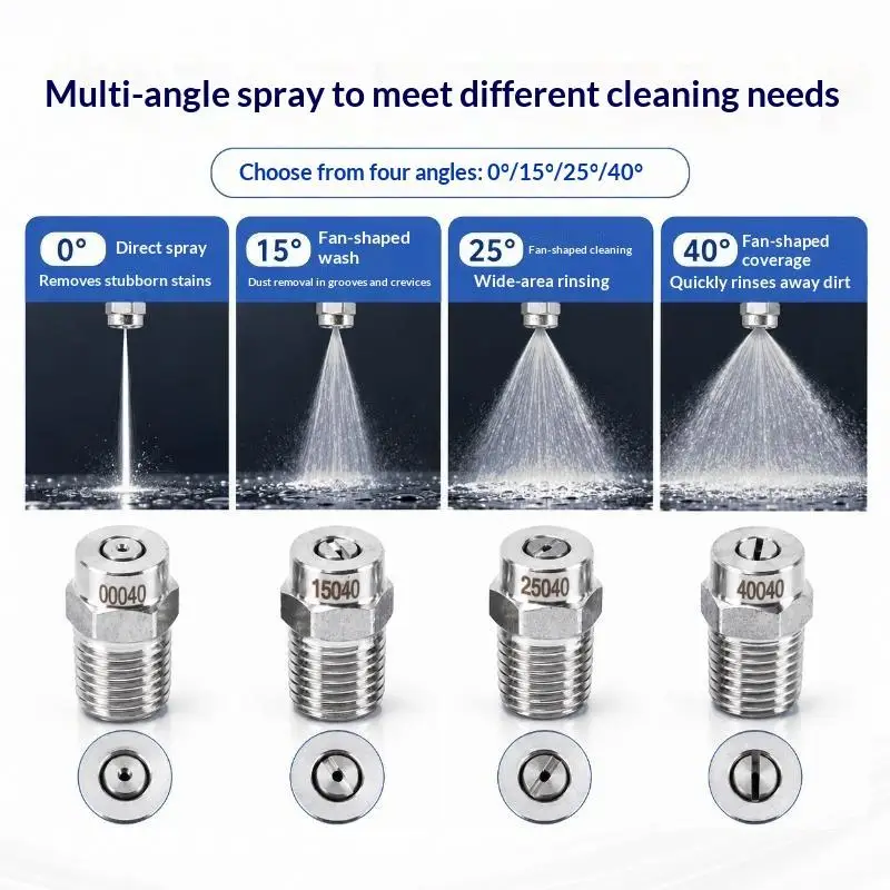 High Pressure Washer Spray Nozzle Tip 0/15/25/40° 1/4 Thread For Water Undercarriage Surface Cleaning Replacement