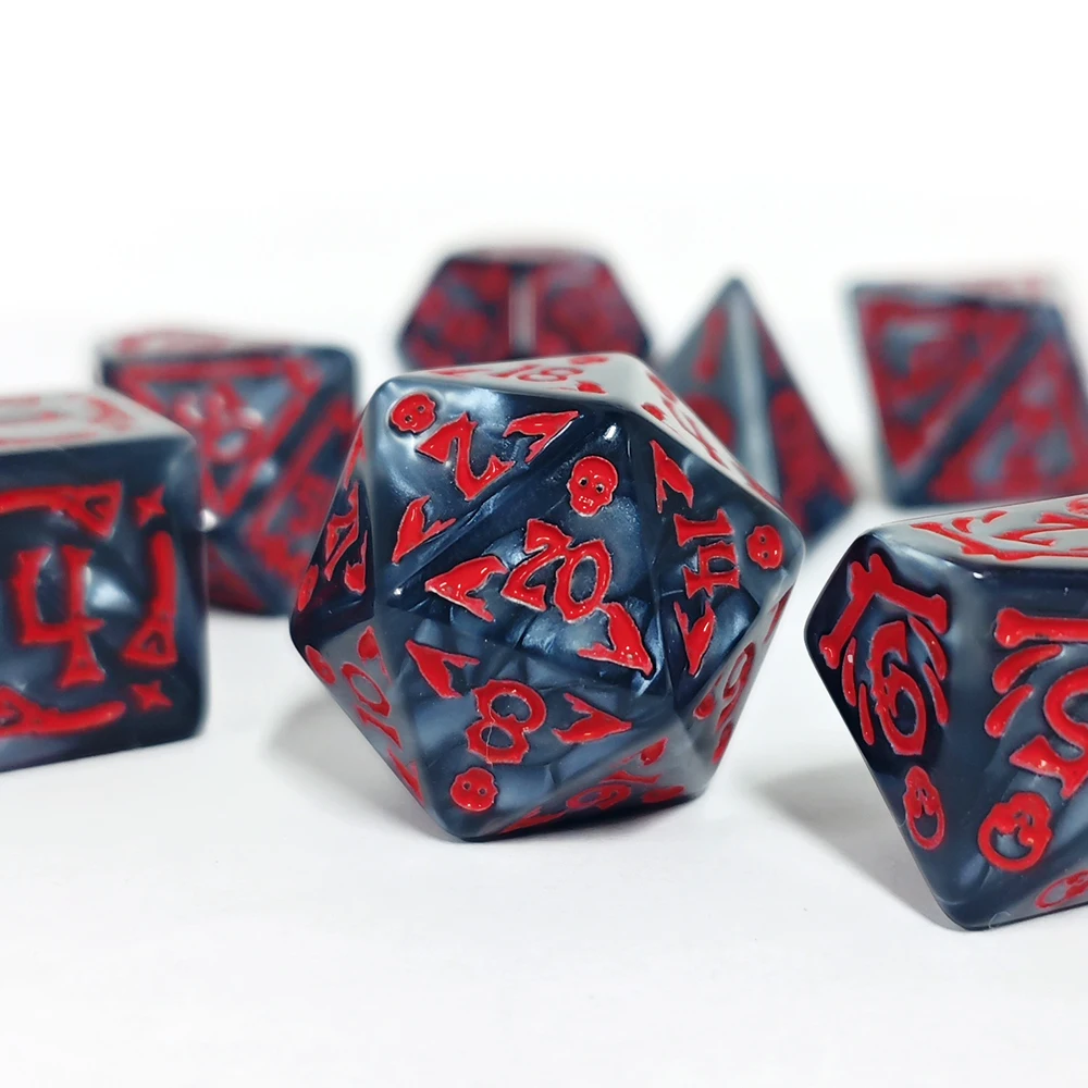 7Pcs/set Halloween Theme Acrylic D20 D12 D10 D00 D8 D6 D4 Dice Set DND RPG for Dungeons and Dragons Home Kids Entertainment Game