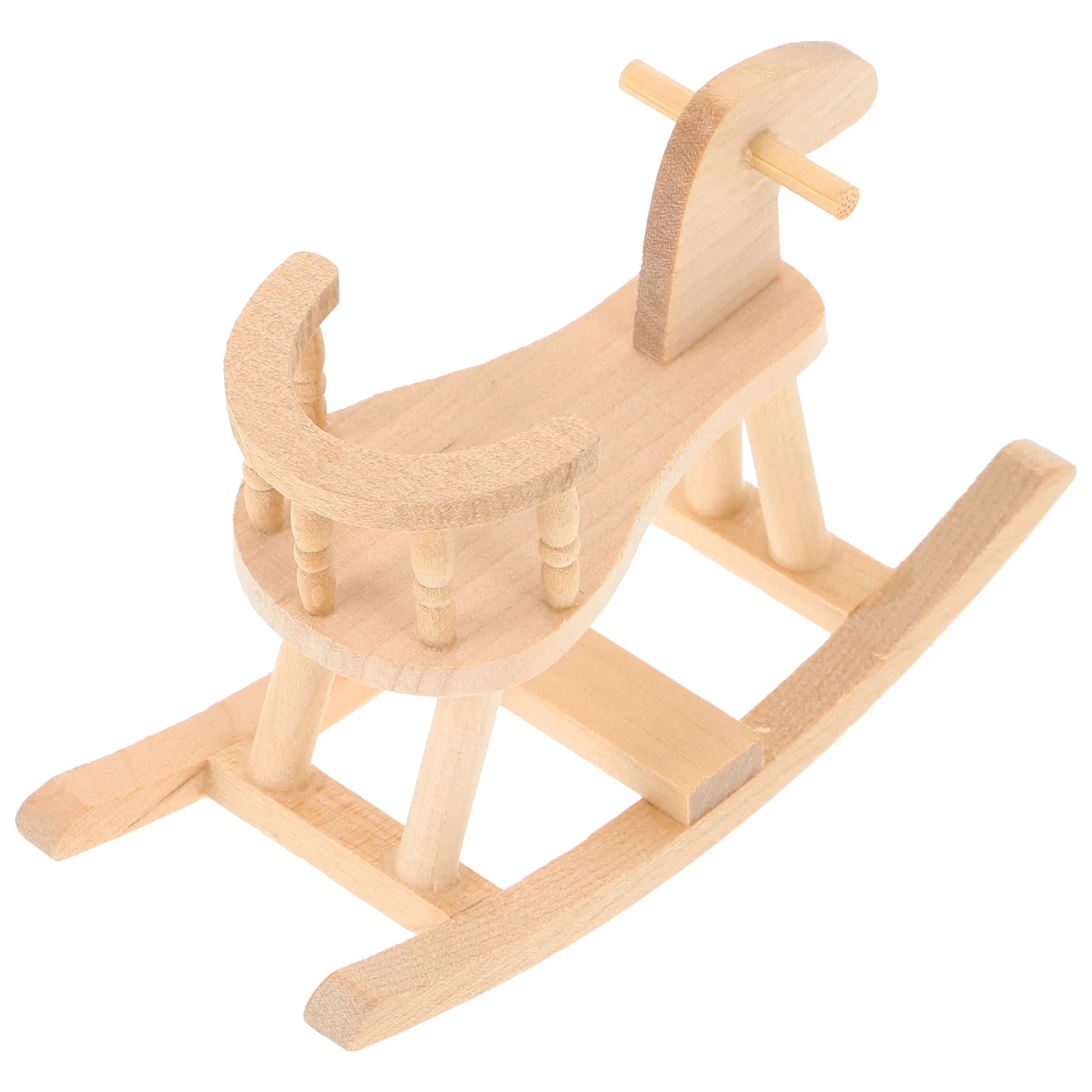 House Miniature Wood Rocking-horse Model House Rocking-horse Decoration House Supply miniature rocking-horse mode