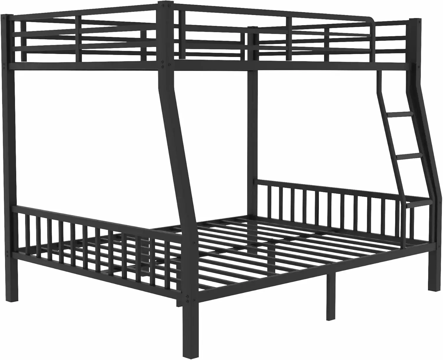 Full Xl Over Queen Bunk Beds For Adults, Heavy-Duty Metal Bunk Bed Frame With Pvc Rubber Cover Ladders And Safety Full-Length