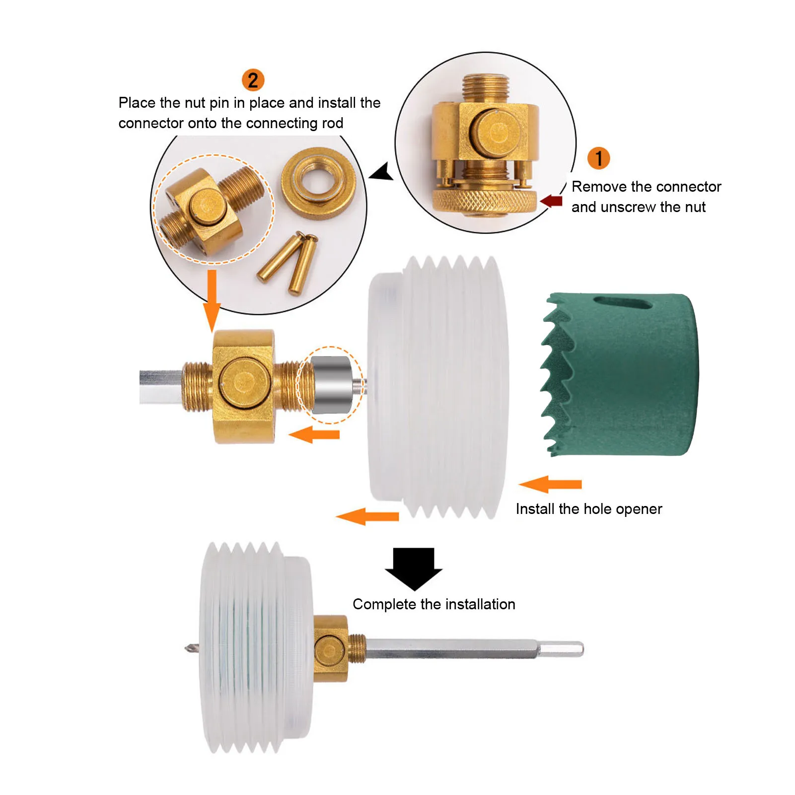 Quick Change Hole Saw Kit for Recessed Lights Hex Shank Drill Bit & Extension Pole - Drywall Wood Ceiling Cutter Drill Kits