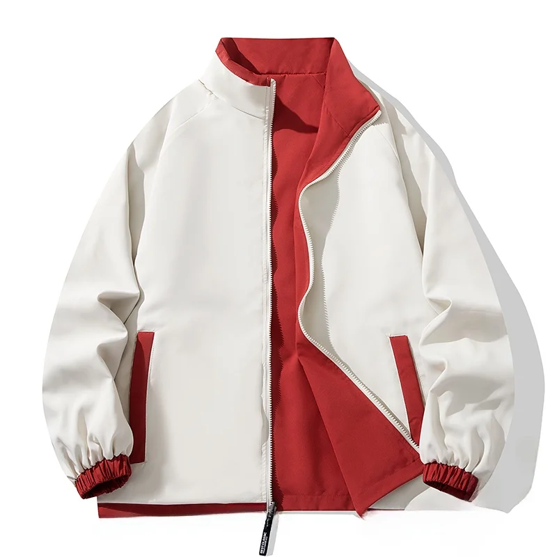 

Double-Sided Wear Pilot Sle Jaet Men's Loose Fit Baseball Outerwear Spring Autumn Trendy Brand Casual Youth Polyester