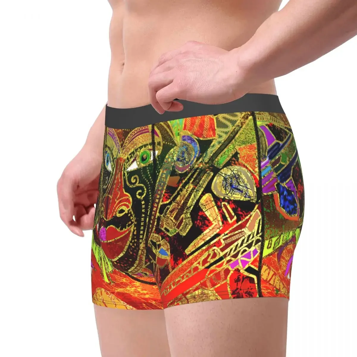 Tribal Mask Colorful Collage Underpants Breathbale Panties Male Underwear Print Shorts Boxer Briefs