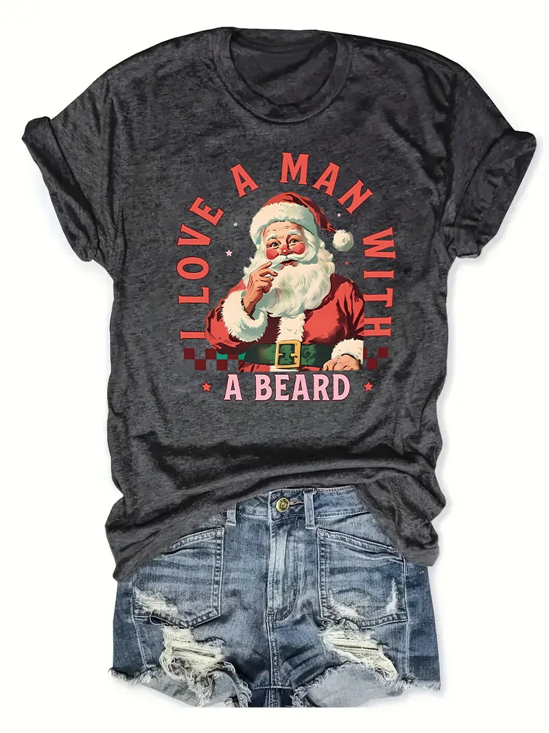 

Spring and Summer Christmas Printed T-shirt, Casual Short Sleeve Round Neck T-shirt, Fashion Women's Clothing