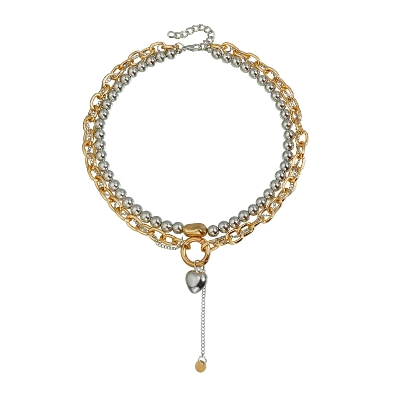 Trendy Multilayer Heart Charm Necklace Adjustable Closure Lightweight Designs Neckchain Women Accessory Gift