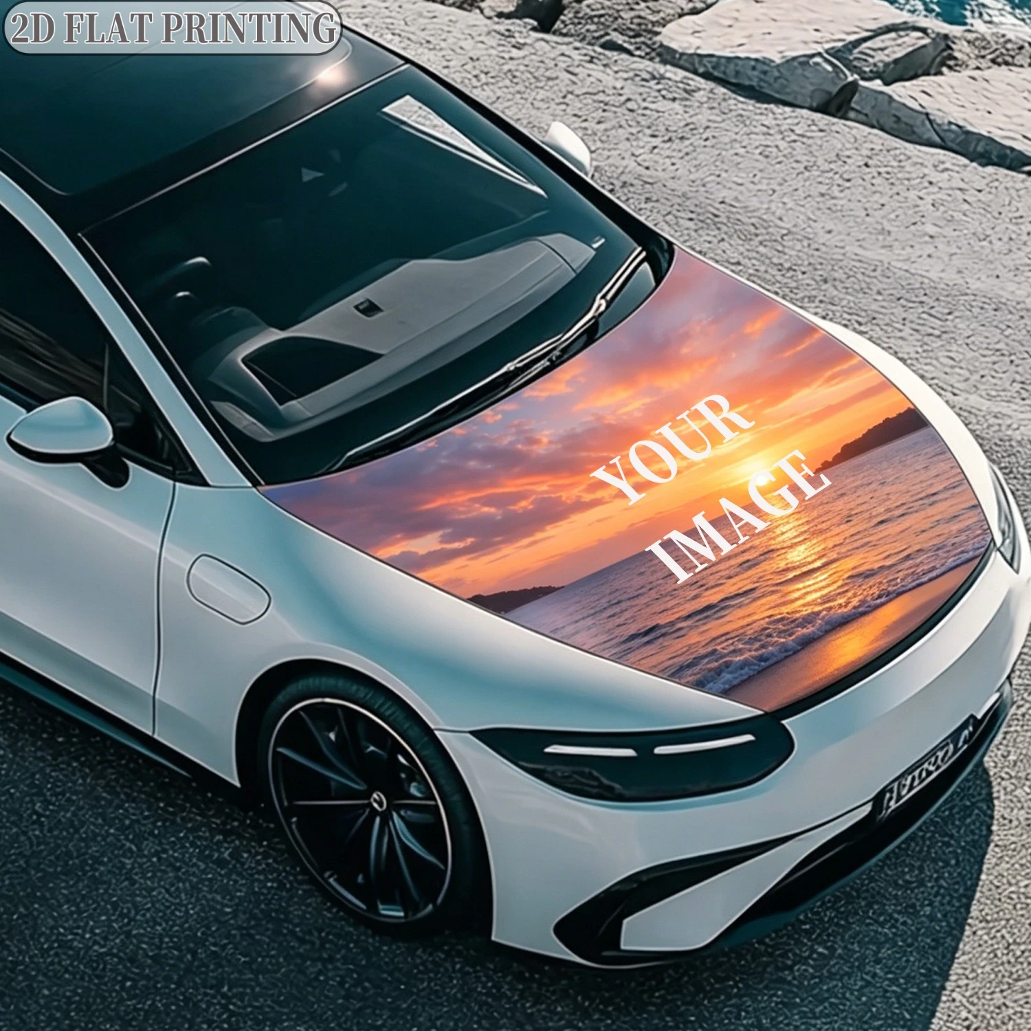 1pc Custom Car Hood Cover with 2D FLAT Printing, Decorative Front Engine Cover, Universally Applicable for Most Cars