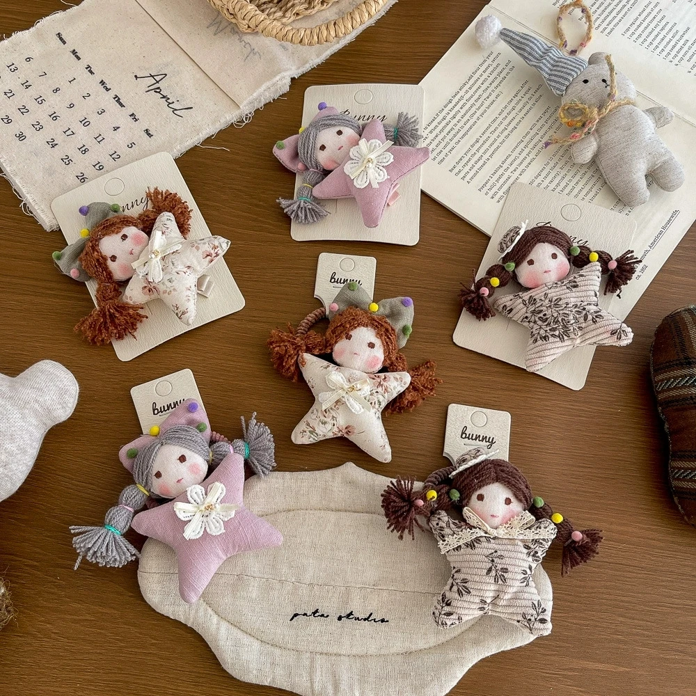Cartoon Doll Hair Clips for Girls Hairpins Baby Side Clip Hair Holder Cute Hair Accessories Kids Hair Tie Ponytail Holder