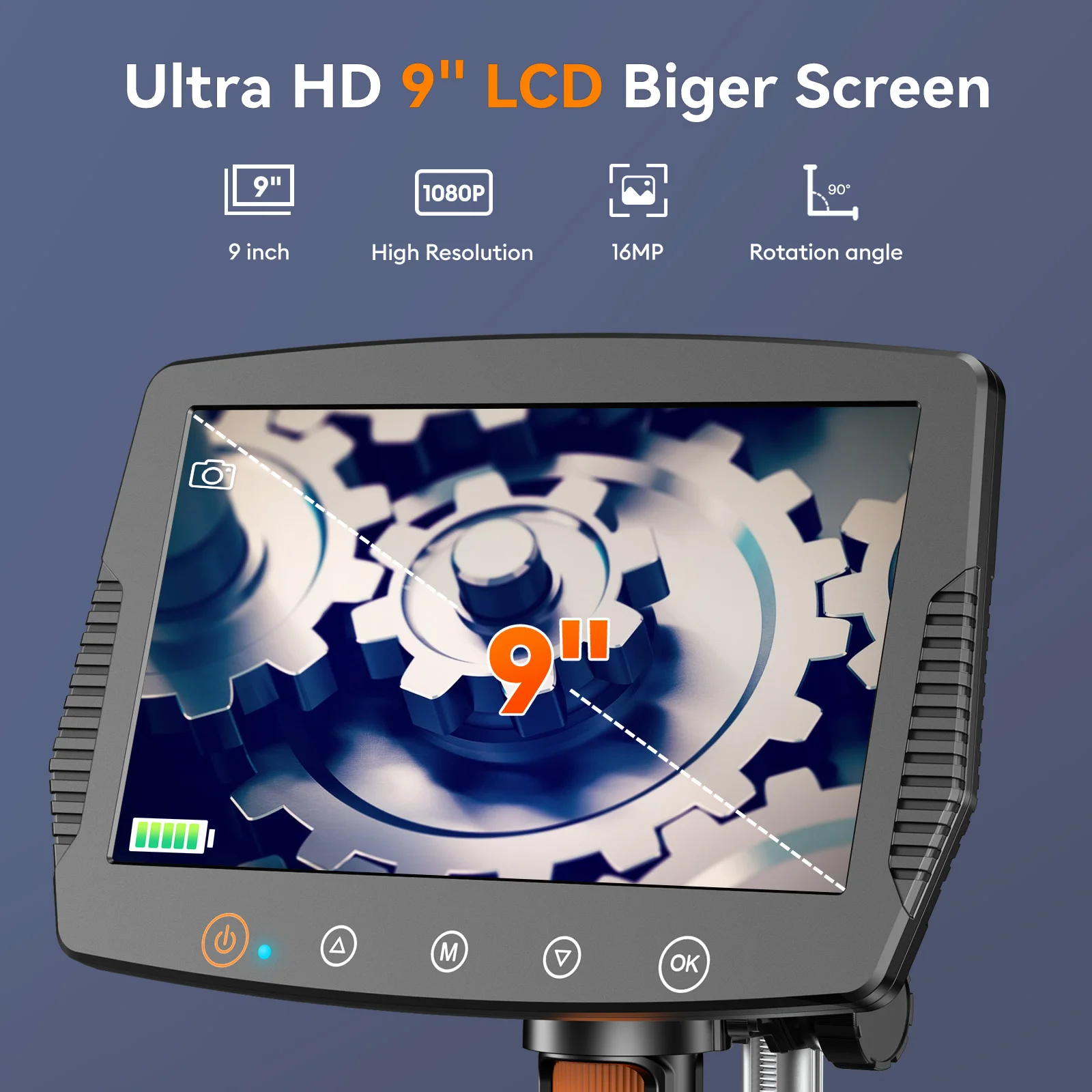 9 INCH LCD Digital Microscope 1500X Magnification Coin Microscope with 16MP Camera Wired Remote, Compatible with Windows/Mac OS