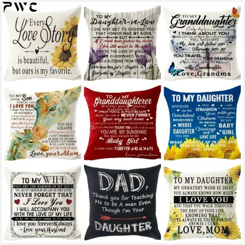 

Proud of You My Son Sweet Little Big Man Cotton Linen Pillowcase Couch Pillow Cover Square Decorative Pillow for Family Birthday