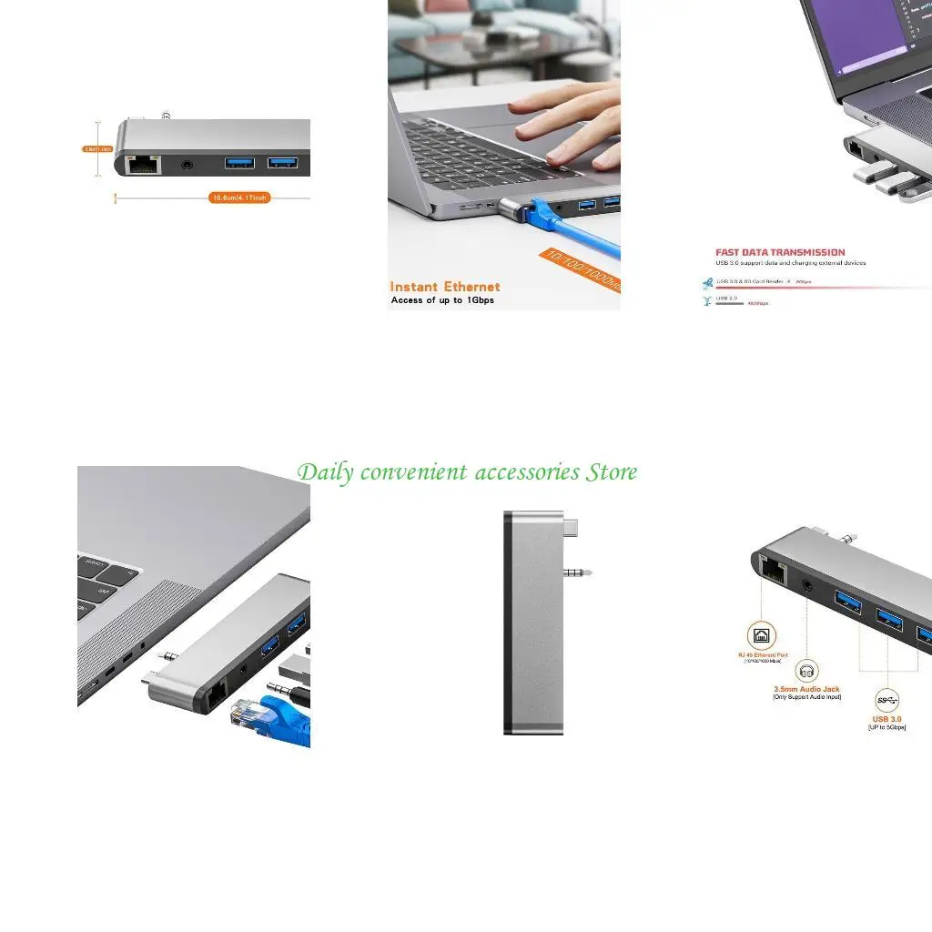 

97QB USB C HUB 5 в 1 Алюминиевой USB C -Dock Station с 3 USB PORTS SPLITTE