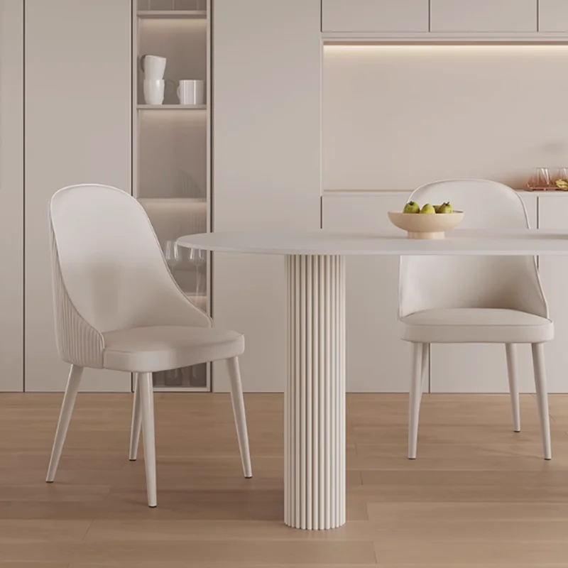 Mesa de Comedor de cocina de diseño, Mesa de Comedor ovalada única italiana nórdica para restaurante, Mesa redonda de salón, muebles blancos para el hogar