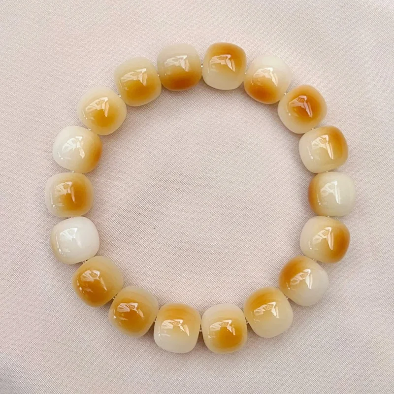 UMQ Kawaii Cheese White Jade Bodhi Root Cute Bracelet Students Girls Guardian Amulet Beads Student Women's Plate Play HandString