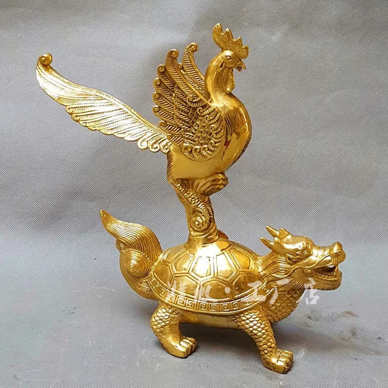 Chicken Copper Dragon Turtle GOLDEN Independent Decoration Chinese Zodiac Or Roaster Brass Lucky Metal Hom