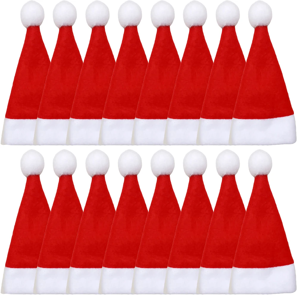 Mini sombrero de Navidad, cubiertas para cubiertos, soportes para cubiertos para botella de vino, adorno, decoración de mesa, suministros para fiestas navideñas, cocina, 25 uds.