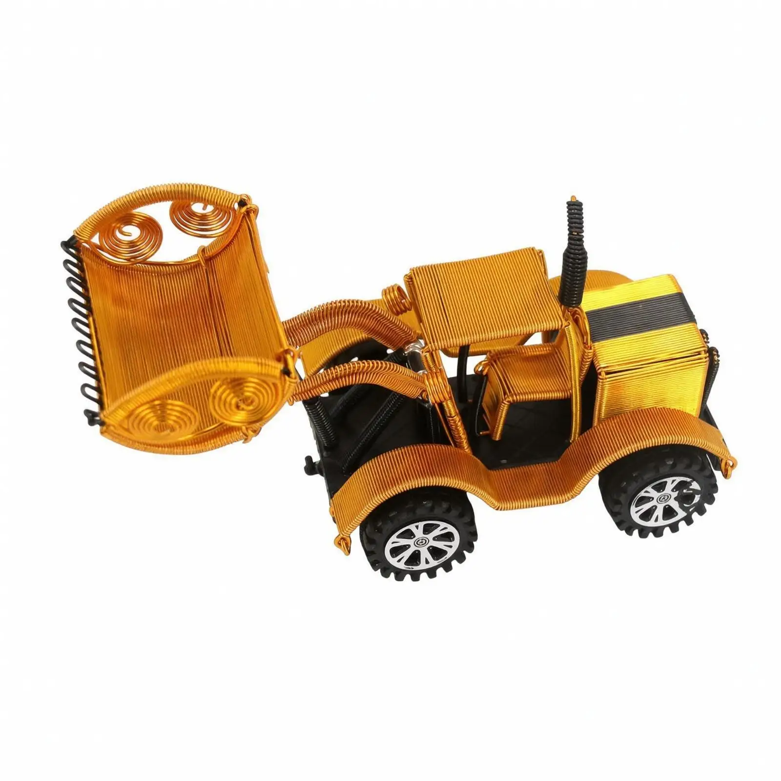 Wire-Crafted Wheel Loader with Rotating Wheels Shiny Finish Anodized Aluminum Wire Loader Toy Realistic Details Collectible