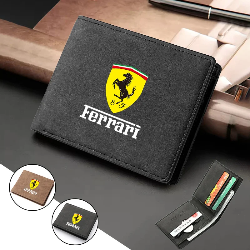 Cartera para licencia de conducir de coche, estuche para tarjetas de crédito, monederos para hombre, accesorio para Ferrari SP1 812 F40 F12TDF SF90 458 488 599 612 FF F12