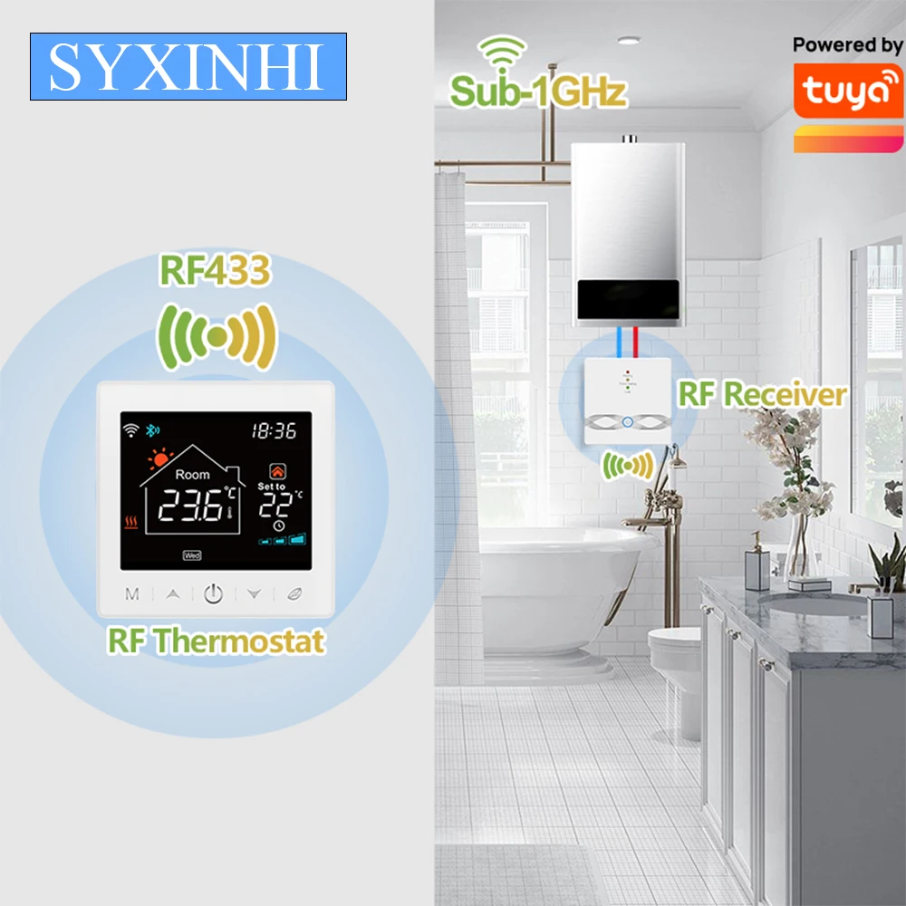 Bezprzewodowy termostat Tuya Wifi inteligentny domowy akumulator RF kocioł gazowy cyfrowy regulator temperatury ogrzewania wody dla Alexa Google Home