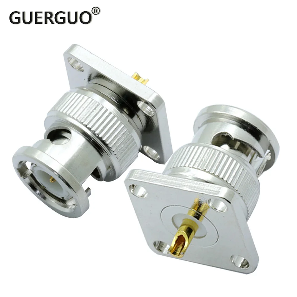 2PCS High Frequency BNC Male Connector Weldment 4 Hole Flange Mount Welding RF Adapter Conversion