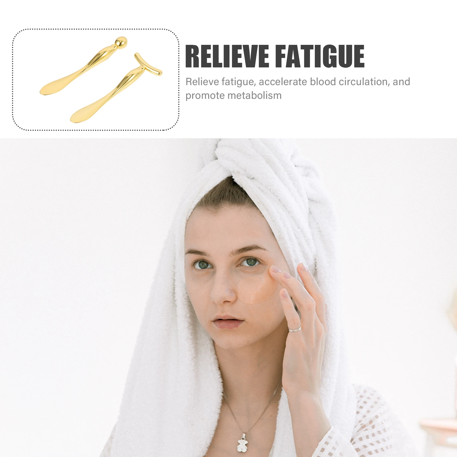 

2pcs T Shape Cream Stick Set Eye Care Tool Scoop Massage Zinc Alloy Applicator Sticks Eye Roller Facial Mask Spatula