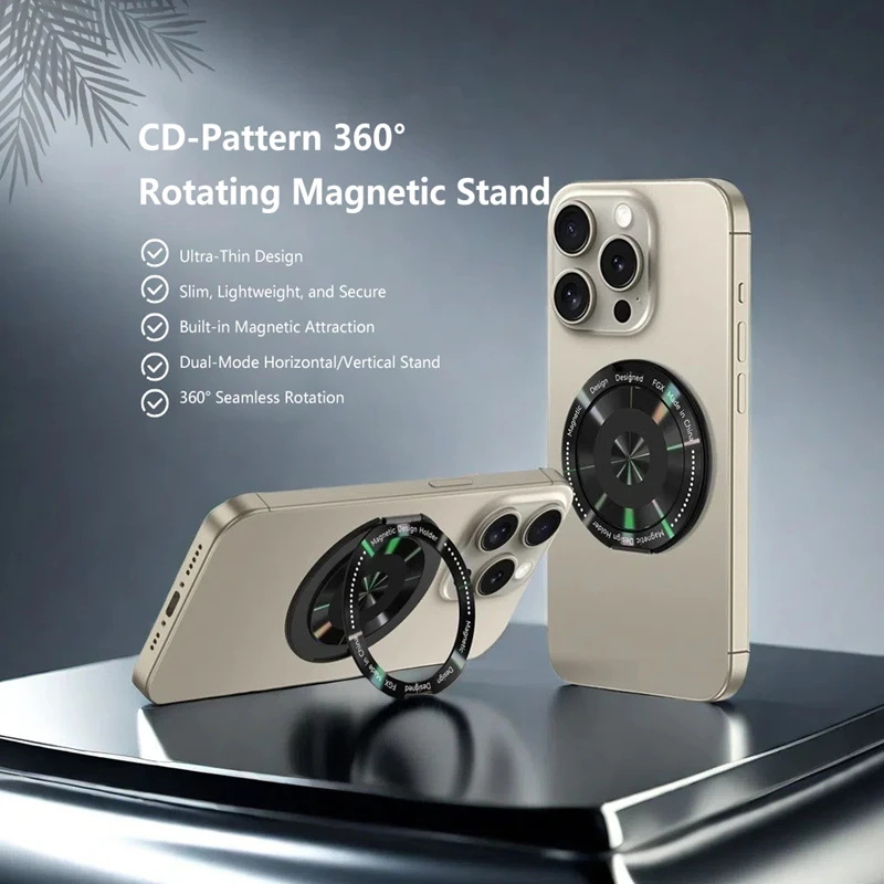 

New Ultra-thin 360 Degree Rotating Phone Holder Adhesive Lazy Universal Magnetic Back Sticker Stand Accessories Finger Ring