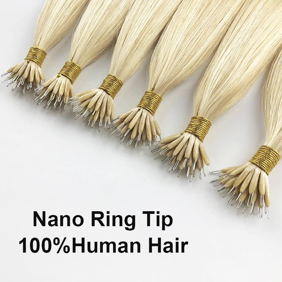 Nano Ring Tip Human Hair Double Drawn Real Remy Natural European Human Hair Extensions Brown 4# Color 18-30Inch 100% Human Hair