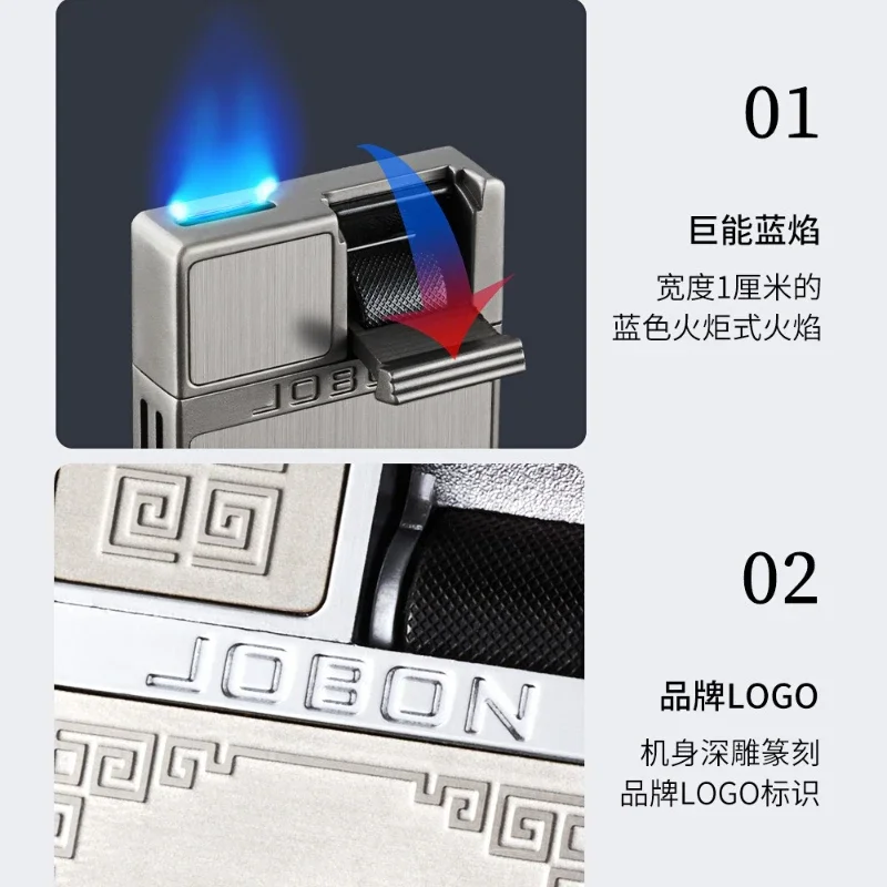 ZB320D New Metal Upgraded Luxury Ignition Gas Lighter Windproof Lighter Lightweight Blue Jet Flame Cigar Lighter Gift for Men - view 5