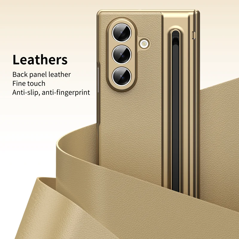 For Samsung Galaxy Z Fold 8 Ultra 7 6 5 4 3 360° Folding Flap Leather Pen Groove Tempered Glass Film Drop Resistant Phone Case