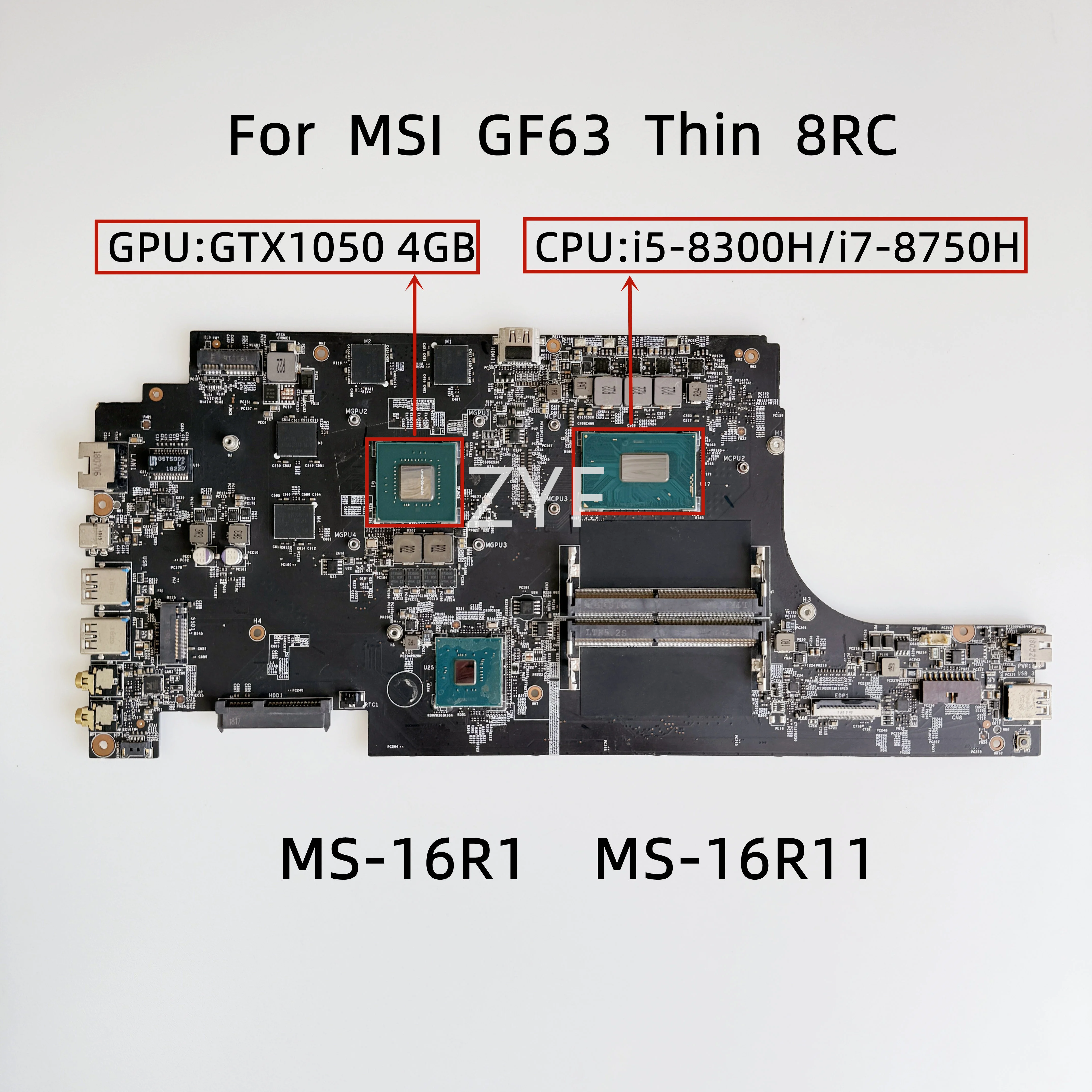 MS-16R11 MS-16R1 For MSI GF63 Thin 8RC 8RD Laptop Motherboard With