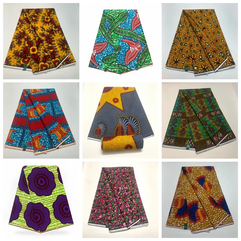 

Африканская ткань с восковым принтом, хлопок, 2021, высококачественная ткань Анкара, африканский настоящий восковой принт для платья, швейный материал, 100% хлопок