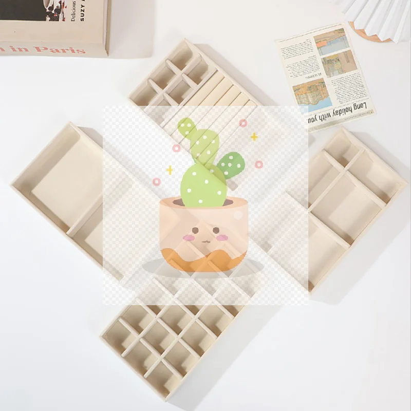 ベルベットジュエリーボックストレイ収納ジュエリーホルダー、指輪、イヤリング、ネックレス、ブレスレットディスプレイボックス、ジュエリー分類ボックス