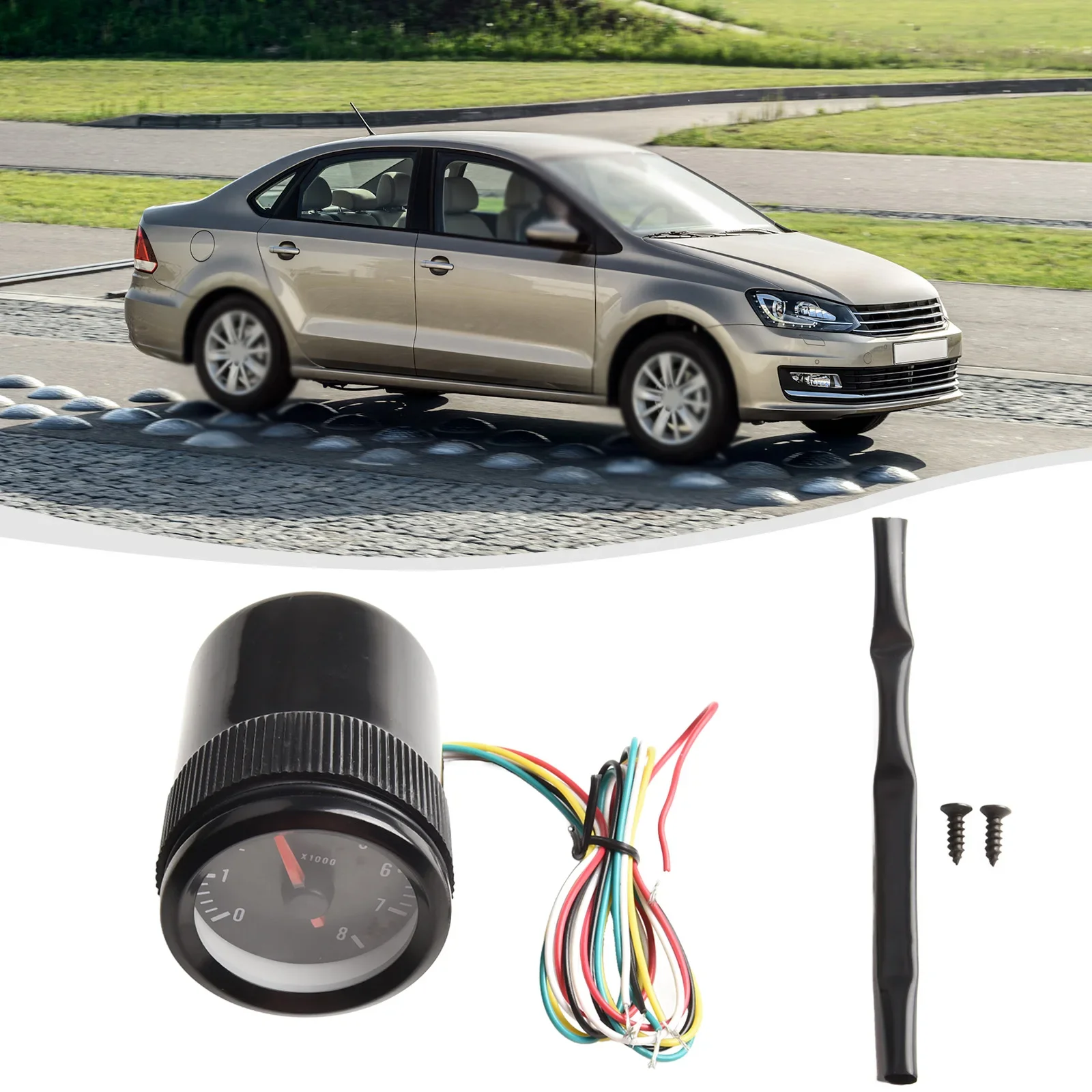 2 Inch 52mm Tachometer Gauge Meter With LED Lighting And RPM Range Up To 8000 Designed For Cars And Motors Operating On 12 Volts