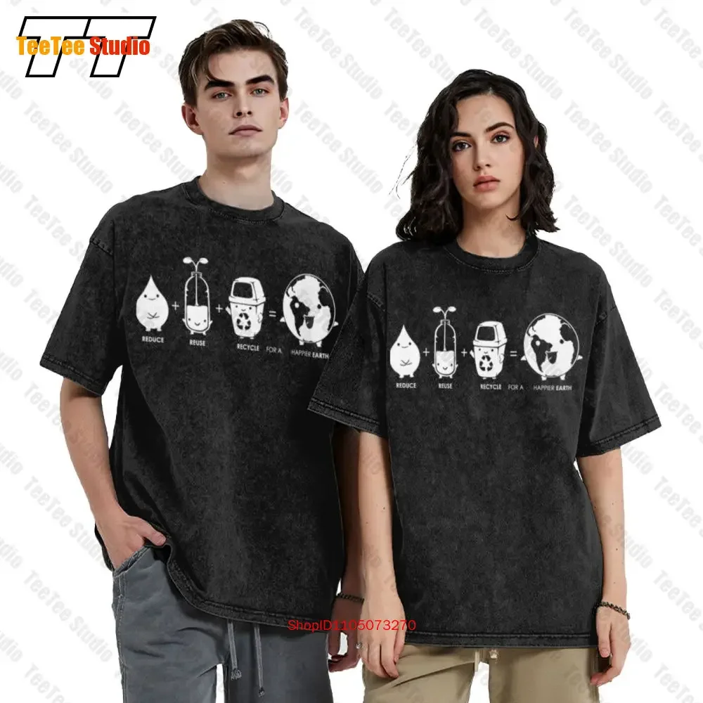Reduce Reuse Recycle Happier Earth Vintage Oversized T-Shirt BNR2