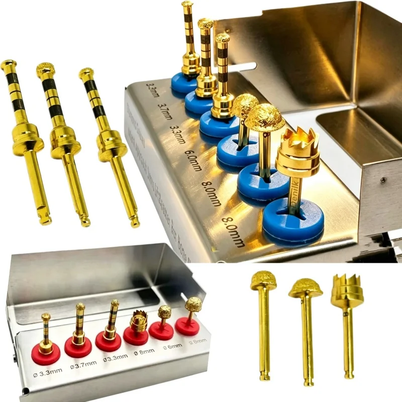 6PCS/Set Dentistry Implant Sinus Lift Implant Kit Membrane Diamond Coated Bur Drills Lateral Approach Reamer Kit Dental Tools