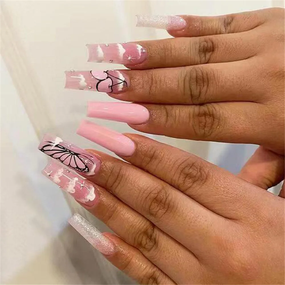 pink-glitter-long-bailarina-unhas-posticas-com-desenhos-pressione-as-unhas-borboleta-fofa-cereja-caixao-frances-conjunto-de-unhas