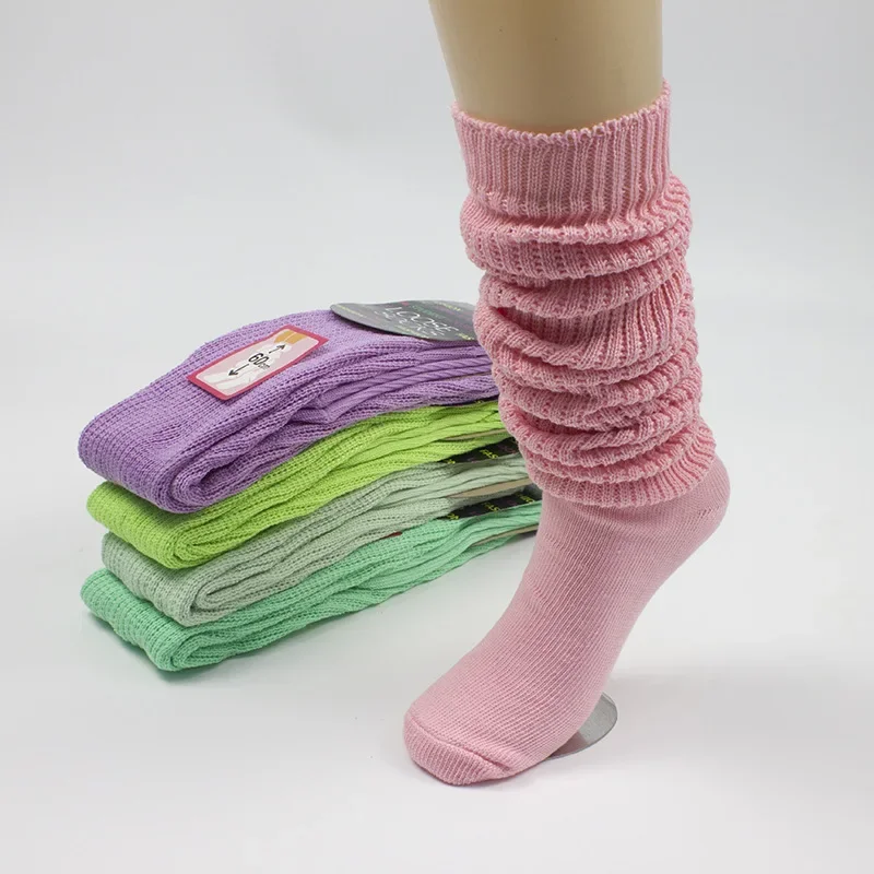 Japan JK Uniform Loose Socks Colourful Pink Green Anime Cosplay Women Slouch Socks Girl Student Stocking Leg Warmers