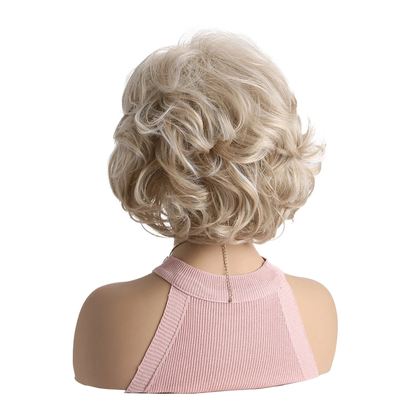 วิกผมสังเคราะห์สีทองธรรมชาติ ปุย หยัก ขนาด 10 นิ้ว เหมาะสําหรับงานปาร์ตี้ประจําวันของผู้หญิงและวันฮาโลวีน