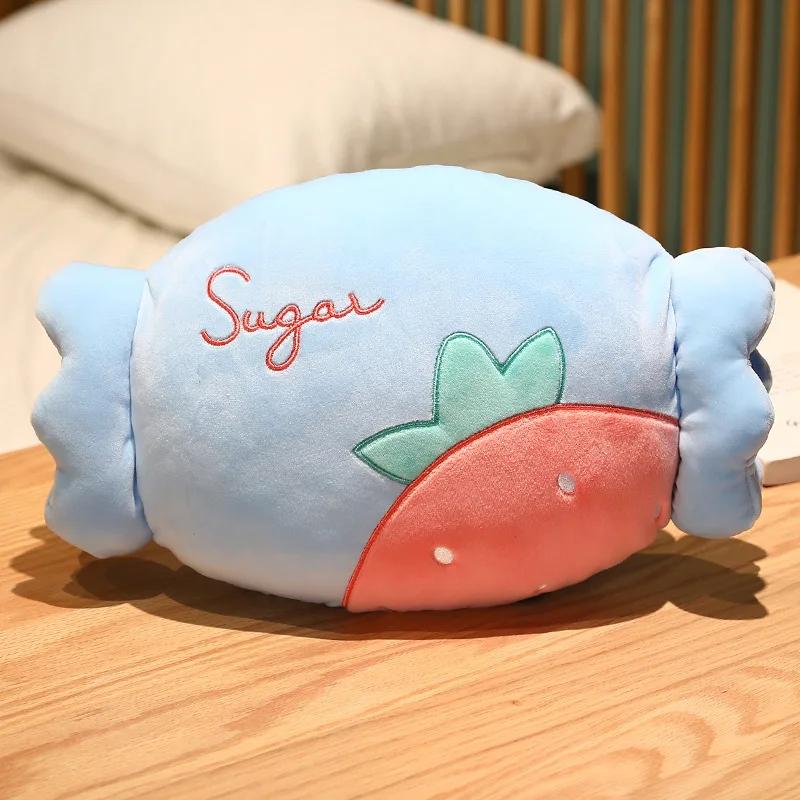 

Children's plush pillow cute candy warm hands office nap pillow student small pillow Girl Gift Blue