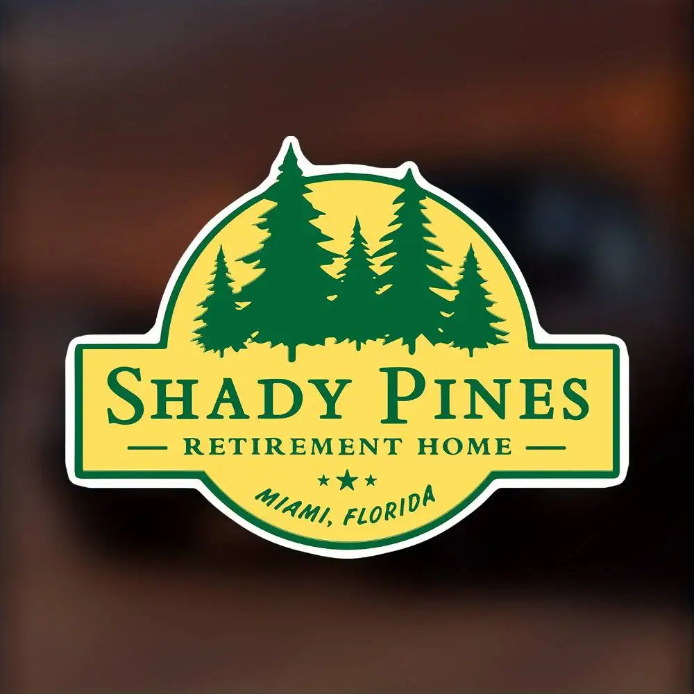 Shady Pines Retirement Homecar Stickers For Laptop Water Bottle Macbook Car Truc Waterproof Stickers For Decorating Car Windows