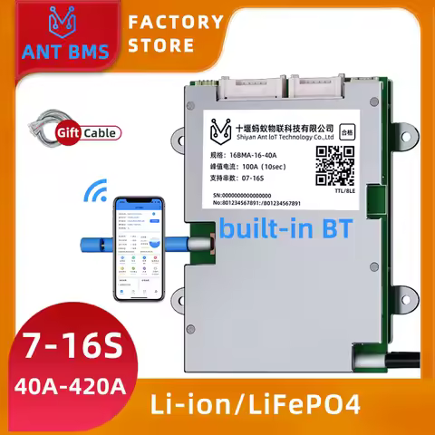 ANT Smart BMS 7S-16S 40A-420A 10S 13S 16S 48V LiFePO4 Li-ion LTO Scooter Balance Battery BMS 80A 130A Bluetooth APP Monitor
