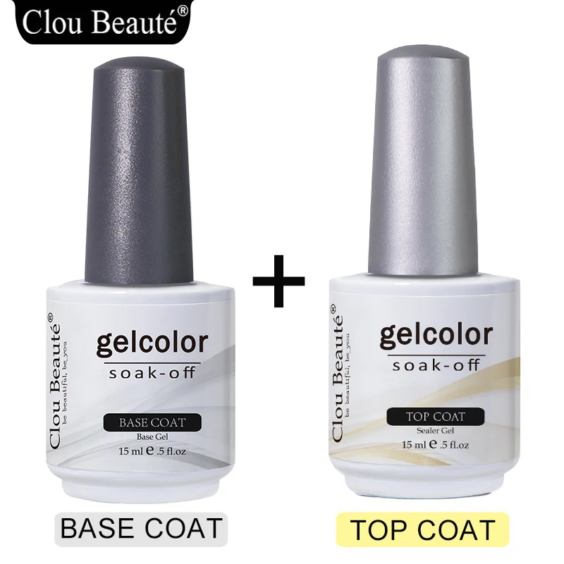 Clou Beaute-esmalte en Gel para uñas, Base y capa superior, barniz semipermanente, imprimación transparente, 15ml