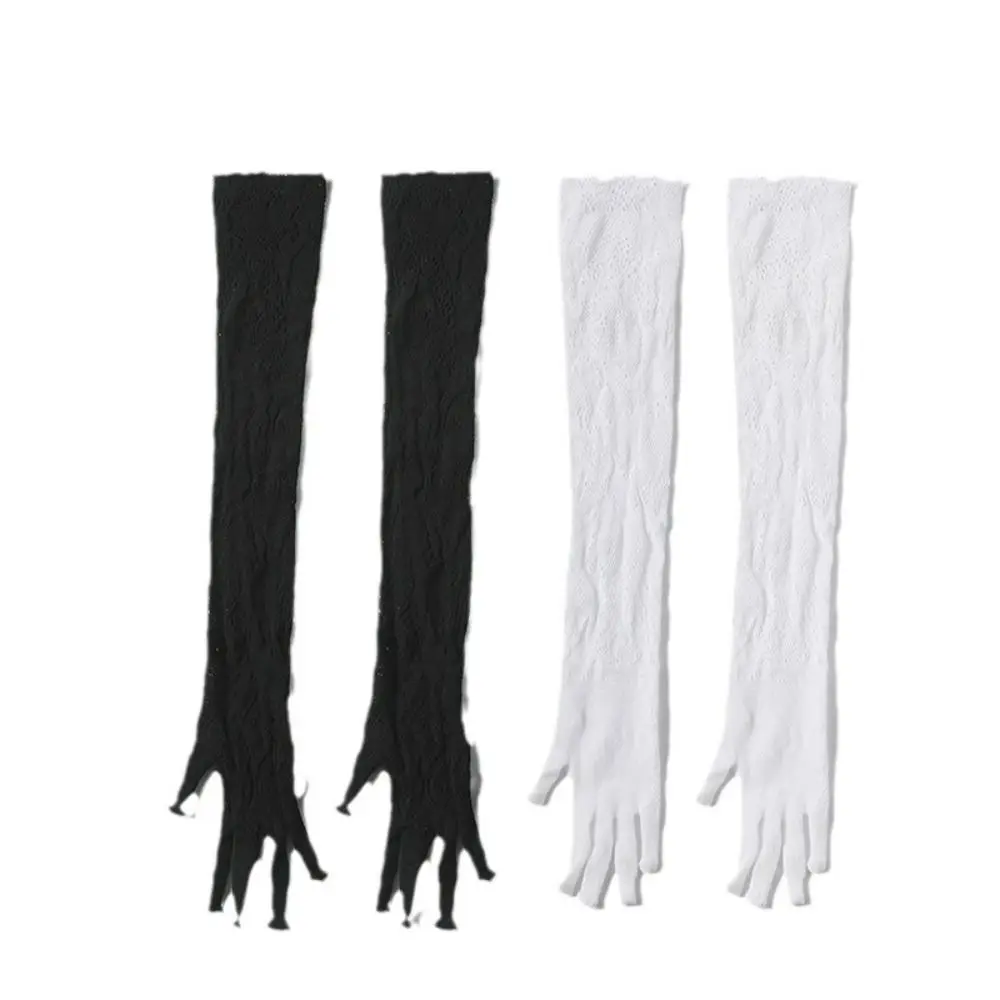 مرونة عالية قفازات برباط طويلة تأثيري نمط الأزهار طويلة الصيد صافي قفازات مرحلة الأداء قفازات الزفاف هالوين