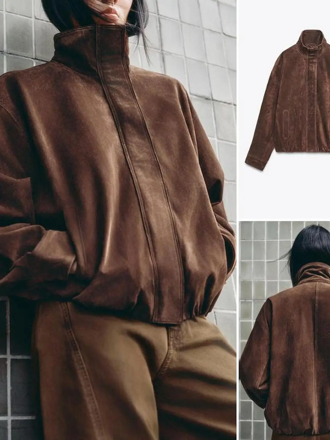 Loose Long Sve Faux Suede Jaet Stand Collar Work Warehouse Early Autumn Beau Ma La System Women's plus Size Coat