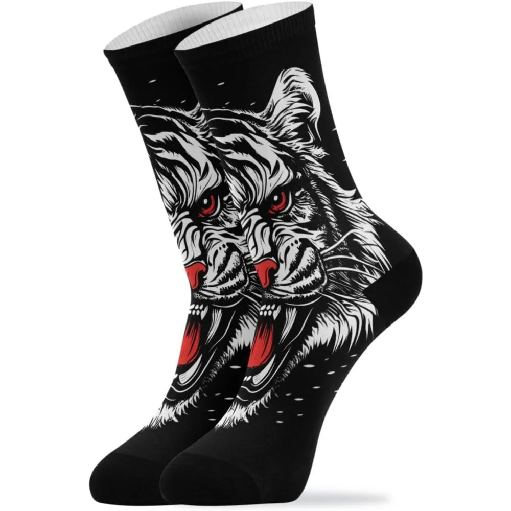 Funny Socks for women Funny Novelty Crew Socks for Boys Girls for Casual Running Novelty Gifts Roaring Tigers Black