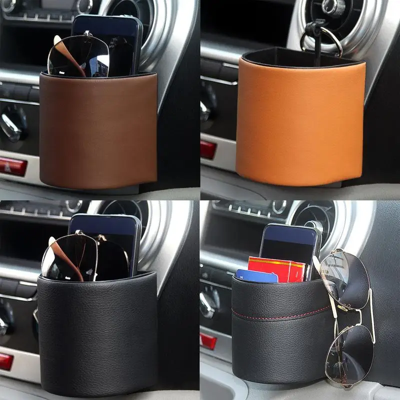 Porta Chapstick per auto Penna per presa d'aria in pelle PU Porta Chapstick Porta monete Portachiavi Porta carte Organizer Tasca Porta occhiali da sole per cellulare