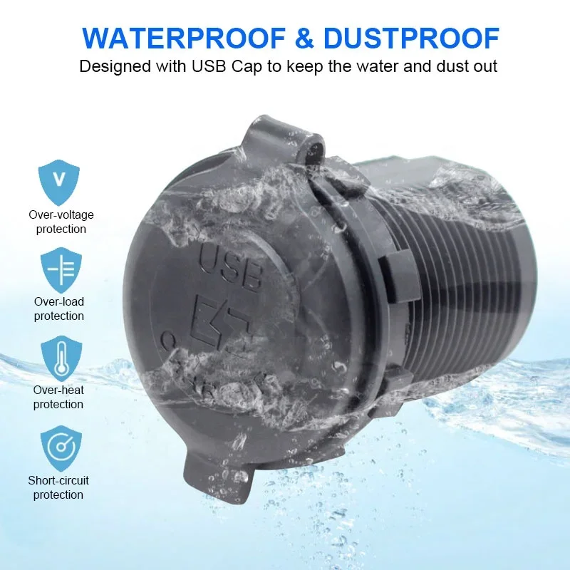 12V 24V 5V Dual 4.8A Output Dual Port USB Charger Socket with LED Light