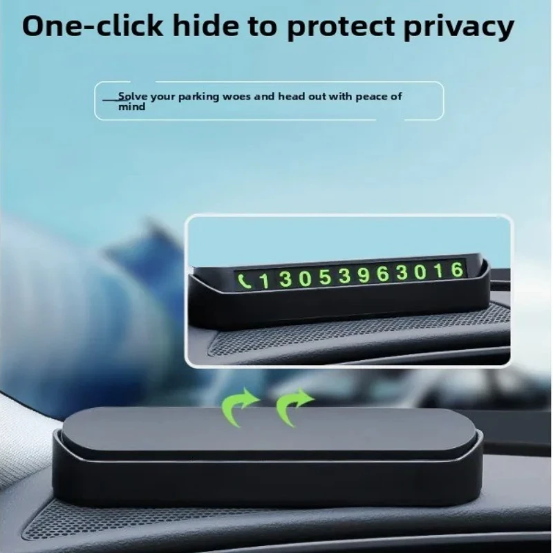 2pc Car Magnetic Parking Sign Flip Phone Number Plate Temp Display for Vehicle Adjustable Magnet Sign