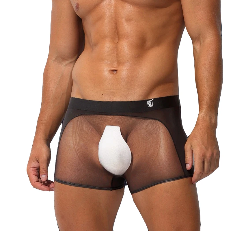 

Men's underwear with flat angle pants mesh splicing ultra-thin ice silk for comfort breathability and seamless